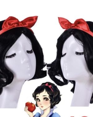 PERUKA KRÓLEWNA ŚNIEŻKA KOKARDA CZARNE WŁOSY 6776098