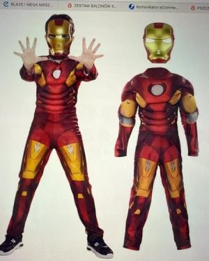 Iron Man Strój Przebranie Maska Mięśnie SIZE 110-120-130 6776178