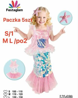 STRÓJ Sukienka Mała Syrenka Arielka cekiny SML 6776196