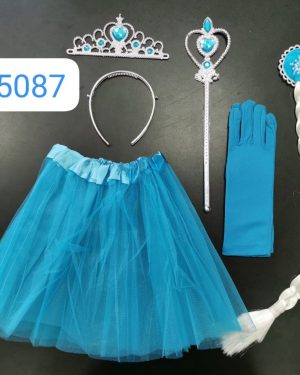 ZESTAW ELZA 5w1 STRÓJ PRZEBRANIE SPÓDNICZKA ELSA KORONA RĘKAWICZKI RÓŻCZKA 6776228