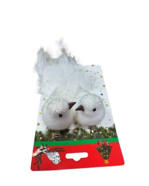 Zawieszki brokatowe białe Ptaszki na choinkę 6776362