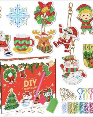 ŚWIĄTECZNE PUDEŁKO BRELOKI ŚWIĄTECZNE DIY HAFT DIAMENTOWY DLA DZIECI 6776364