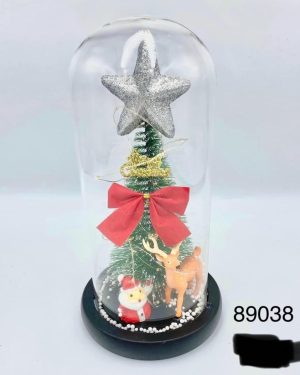 CHOINKA W SZKLE LED PREZENT NA BOŻE NARODZENIE ŚW NA BATERIE 6776402