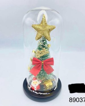 CHOINKA W SZKLE LED PREZENT NA BOŻE NARODZENIE ŚW NA BATERIE 6776403