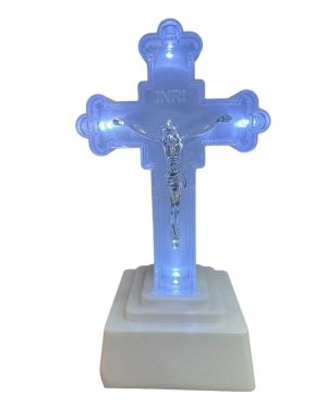 KRZYŻ Elektryczny na Podstawce na GRÓB Znicz LED 6776438