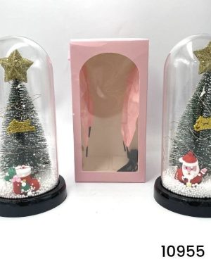 CHOINKA W SZKLE LED PREZENT NA BOŻE NARODZENIE ŚW NA BATERIE 6776469