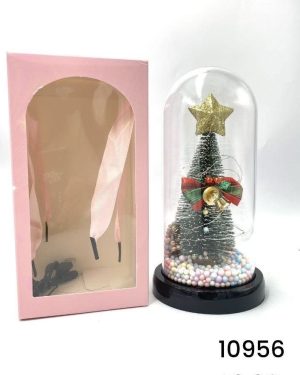 CHOINKA W SZKLE LED PREZENT NA BOŻE NARODZENIE ŚW NA BATERIE 6776470