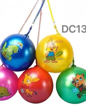 KOLOROWA PIŁKA NA SPRĘŻYNIE SZNURKU GUMOWA DO GRY 6777395