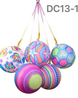 KOLOROWA PIŁKA NA SPRĘŻYNIE SZNURKU GUMOWA DO GRY 6777396
