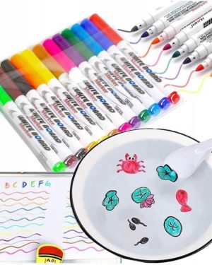 12SZT MARKERY + LYSZKA PISAKI DO TABLIC DO MALOWANIA NA WODZIE 6778170