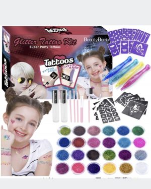 ZESTAW DO TATUAŻY SZABLONY BROKAT KOLORY 6778234