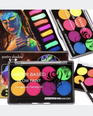 FARBY DO MALOWANIA TWARZY ZMYWALNE FARBKI ŚWIECĄCE W NOCY 8 KOLORÓW DZIECI 6778345