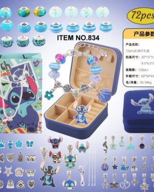 ZESTAW KORALIKÓW DO ROBIENIA BRANSOLETEK BIŻUTERII 72 EL STITCH LILO STICH 6778748