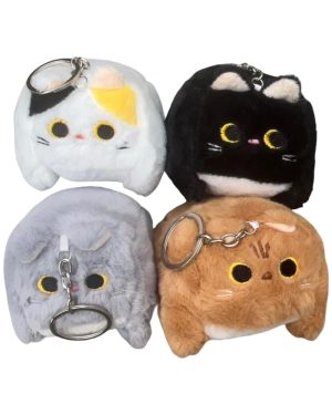 MASKOTKA BRELOK BRELOCZEK PLUSZOWY KOT KWADRATOWY KOTEK ZAWIESZKA DO KLUCZY 6779105