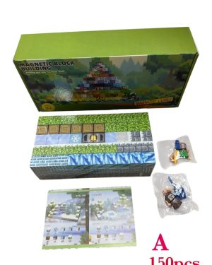 KLOCKI MAGNETYCZNE A 150PCS KLOCKÓW KONSTRUKCYJNE PIKSELE SZEŚCIANY + 2 LUDZIK 6781565