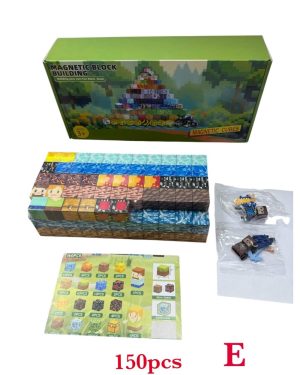 KLOCKI MAGNETYCZNE E 150PCS KLOCKÓW KONSTRUKCYJNE PIKSELE SZEŚCIANY + 2 LUDZIK 6781567