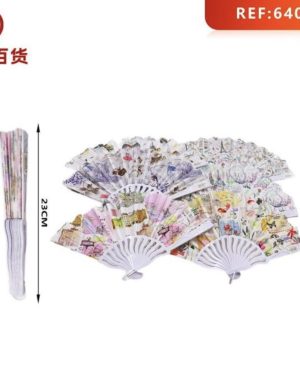 WACHLARZ SATYNOWY Z TWORZYWA ELEGANCKI NA LATO 6783867