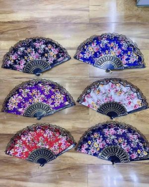 WACHLARZ SATYNOWY Z TWORZYWA ELEGANCKI NA LATO 6784027