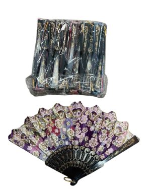 WACHLARZ SATYNOWY Z TWORZYWA ELEGANCKI NA LATO 6784044