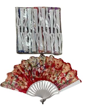 WACHLARZ SATYNOWY Z TWORZYWA ELEGANCKI NA LATO 6784047