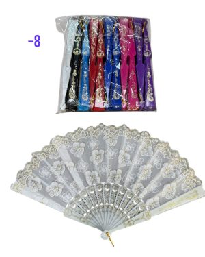 WACHLARZ SATYNOWY Z TWORZYWA ELEGANCKI NA LATO 6784081