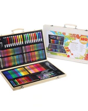 ZESTAW ARTYSTYCZNY DREWNIANY W WALIZCE KREDKI FARBKI MAŁY ARTYSTA 180el 6785208