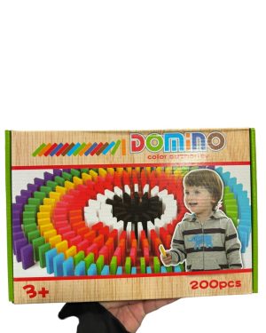DOMINO DREWNIANE KREATYWNE KONSTRUKCYJNE UKŁADANKA DLA DZIECI 200SZT 6786033