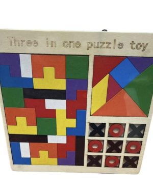 ZESTAW GIER LOGICZNYCH DLA DZIECI DREWNIANYCH 3w1 tangram tetris kółko 6786078