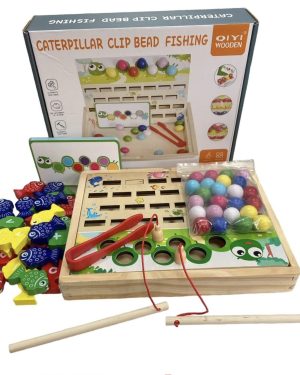 ZABAWKA DREWNIANA CATERPILLAR CLIP BEAD FISHING 6786135