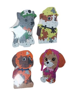 Drewniane puzzle litery cyfry pies różowy bajka Psi Patrol 6786139