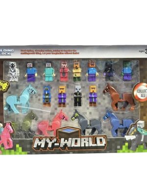 ZESTAW FIGUREK MINECRAFT + KONIE 18 szt KLOCKI FIGURKI AKCESORIA LUDZIKI 6790439