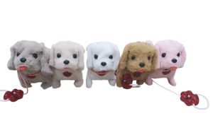 Piesek chodzący szczekający na baterie chodzi szczeka pies biały z kokardką 6792039