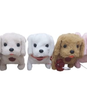 Piesek chodzący szczekający na baterie chodzi szczeka pies biały z kokardką 6792039