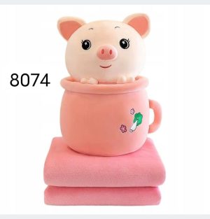Maskotka świnka w kubku 45 cm z kocem 6792182