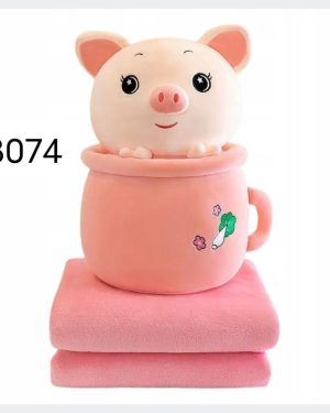 Maskotka świnka w kubku 45 cm z kocem 6792182