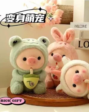 MASKOTKA PLUSZAK BUBBLE TEA BIAŁA ŚWINKA PLUSZOWA PRZYTULANKA 25CM 6792702