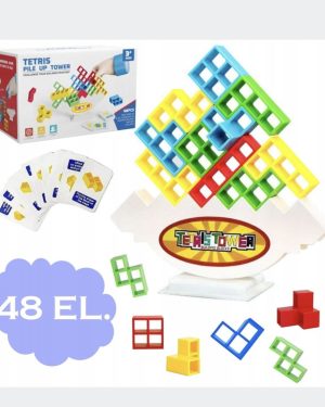 Gra Tetris Klocki 48 elementów edukacyjna układanka Tower wieża 3d 6792976