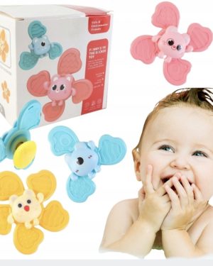 FIDGET SPINNER Z PRZYSSAWKĄ SENSORYCZNĄ GRZECHOTKA KĄPIEL PREZENT 3 SZTUKI 6793572