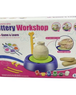 ZESTAW KREATYWNY KOŁO GARNCARSKIE GLINA FARBY ZABAWA PLASTYCZNA DIY PREZENT 6793592