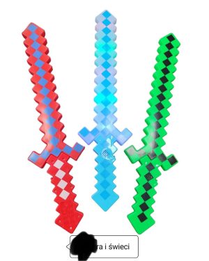 MIECZ DIAMENTOWY MINECRAFT ŚWIETLNY PIXEL ŚWIATŁO DŹWIĘK LED 6793795