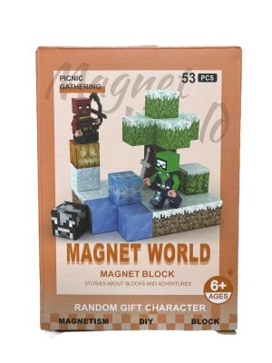 KLOCKI MAGNETYCZNE KONSTRUKCYJNE MINECRAFT MOCNE ZESTAW 33 el + 2 FIGURKI 2441328