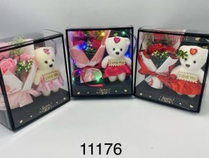 Miś z Różami w Pudełku Pachnące Róże Box Prezent Dzień Kobiet Mamy Urodziny 4418314