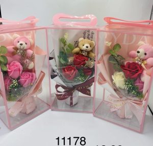 Miś z Różami w Pudełku Pachnące Róże Box Prezent Dzień Kobiet Mamy Urodziny 4418317