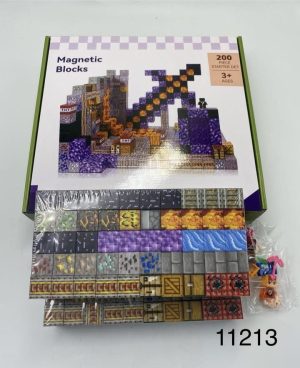 Klocki Magnetyczne Minecraft 200 Klocków + 2 Figurka 9460378