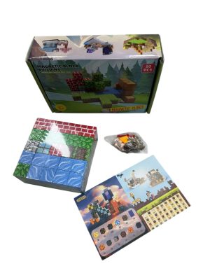 B KLOCKI MAGNETYCZNE MINECRAFT KLOCKI SZEŚCIANY 50 KLOCKÓW + 1 FIGURKI MOCNE 1589865