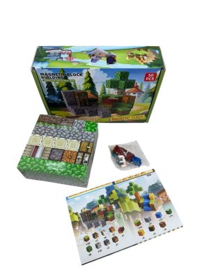C KLOCKI MAGNETYCZNE MINECRAFT KLOCKI SZEŚCIANY 50 KLOCKÓW + 1 FIGURKI MOCNE 3413975