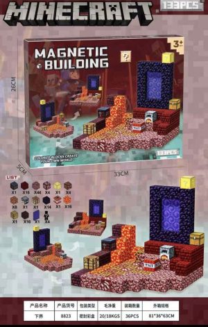 KLOCKI MAGNETYCZNE BLOKI MINECRAFT ZESTAW 133el 9174529