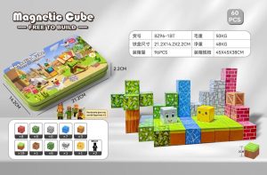 60EL MAGNETYCZNE KLOCKI  PUDEŁKO METALOWE 3361240