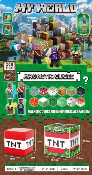 208EL MAGNETYCZNE KLOCKI KONSTRUKCYJNE ZESTAW W OZDOBNYM PUDEŁKU TNT 1787980