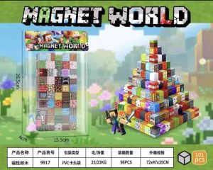 MAGNETYCZNY ZESTAW KLOCKÓW JAK MINECRAFT 100el + 1 figurki 3374648